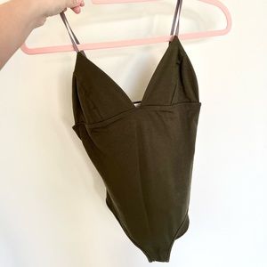 Two Pacsun bodysuits—dark green and black
